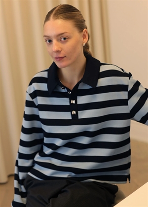 Bea polo bluse Light/Dark Blue Stripe Cras